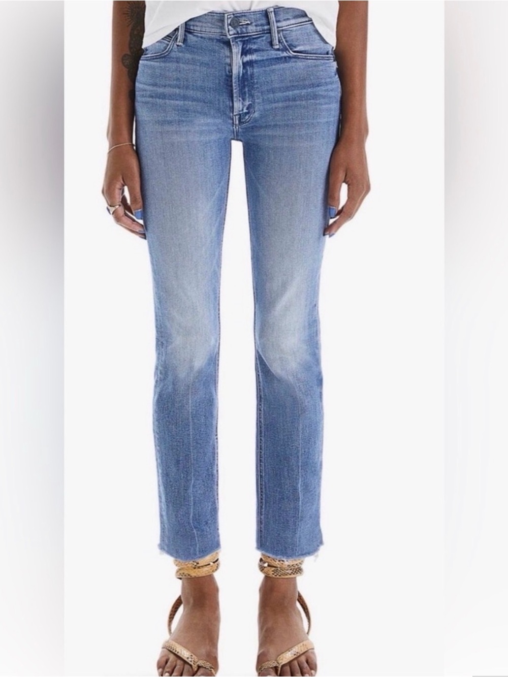 MOTHER mid rise dazzler ankle fray in we the animals